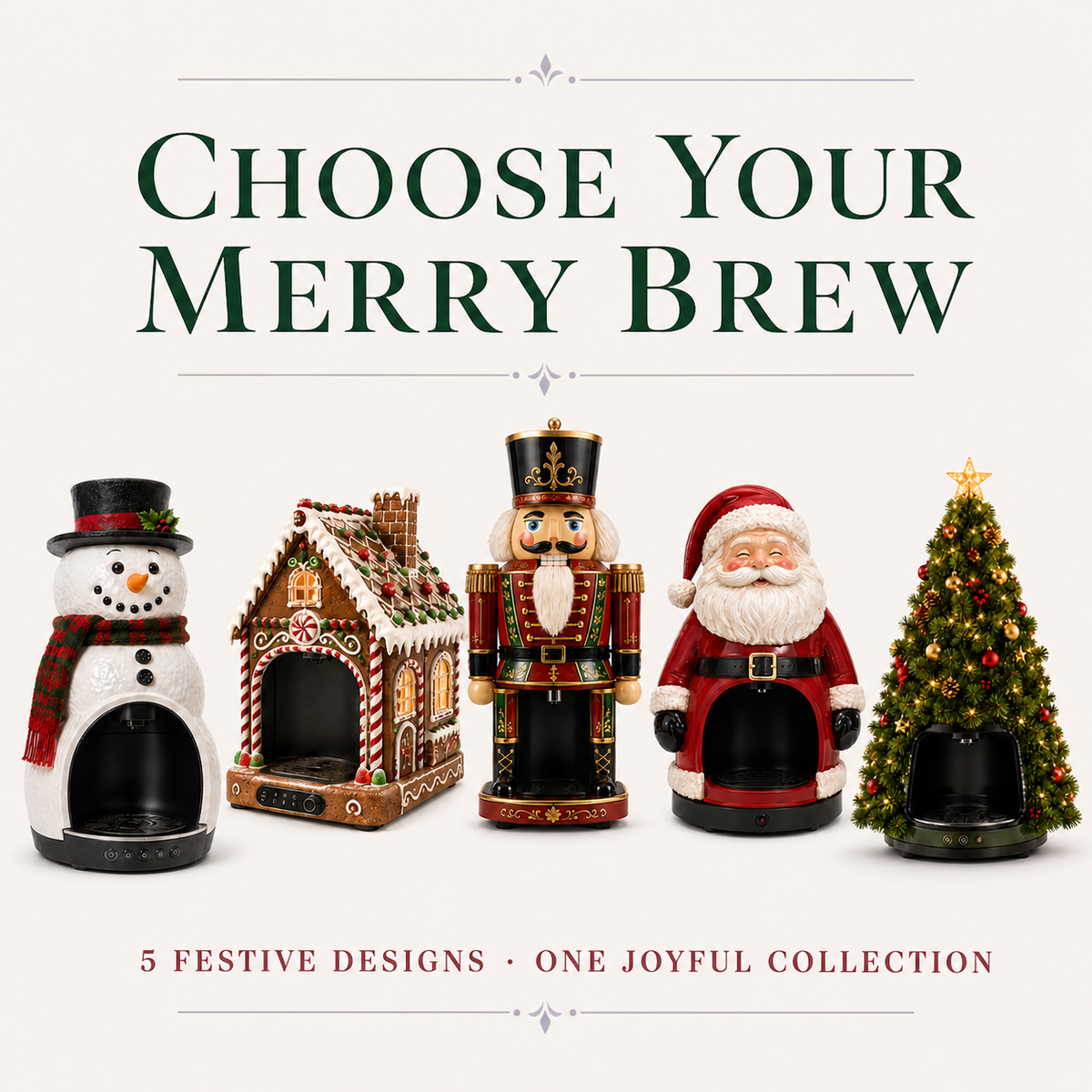 Merry Brews Christmas Coffee Maker Collection — 5 Festive Designs