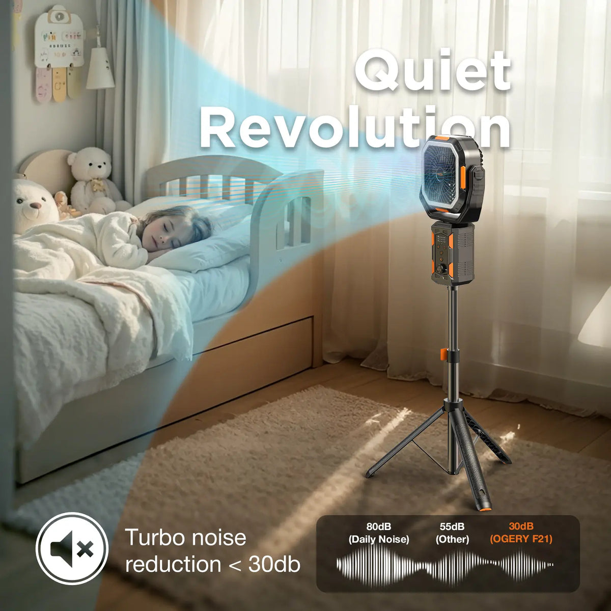 30000mAh Rechargeable Camping Fan with Tripod