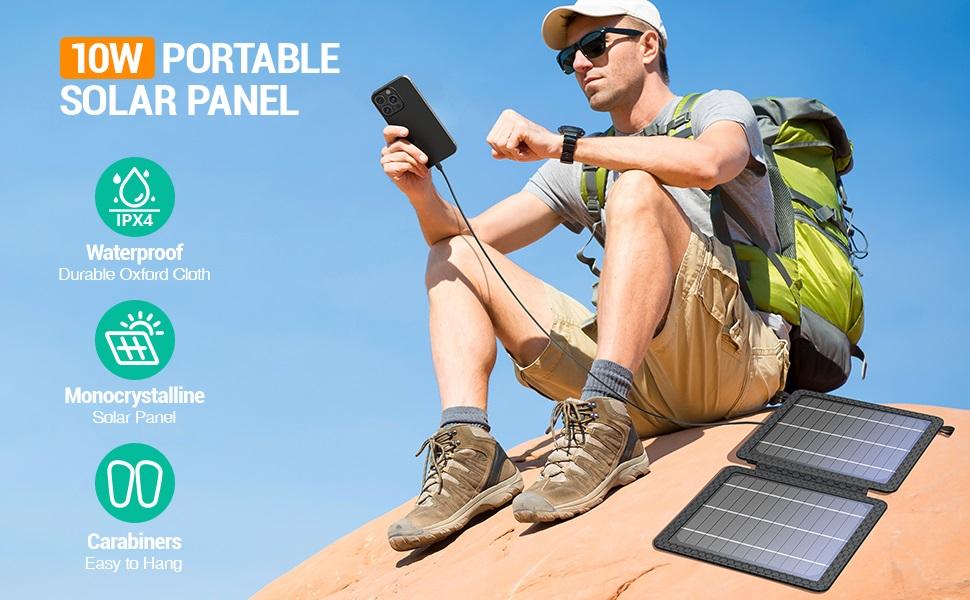 10W Foldable Solar Panel — Portable USB-A & USB-C Charger for Camping