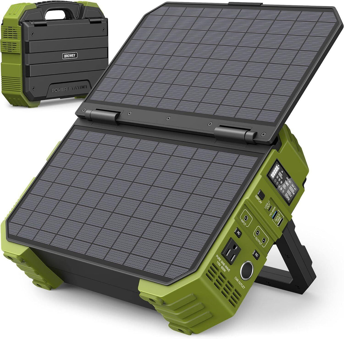Portable Power Station with Built-In Fold-Out Solar Panel