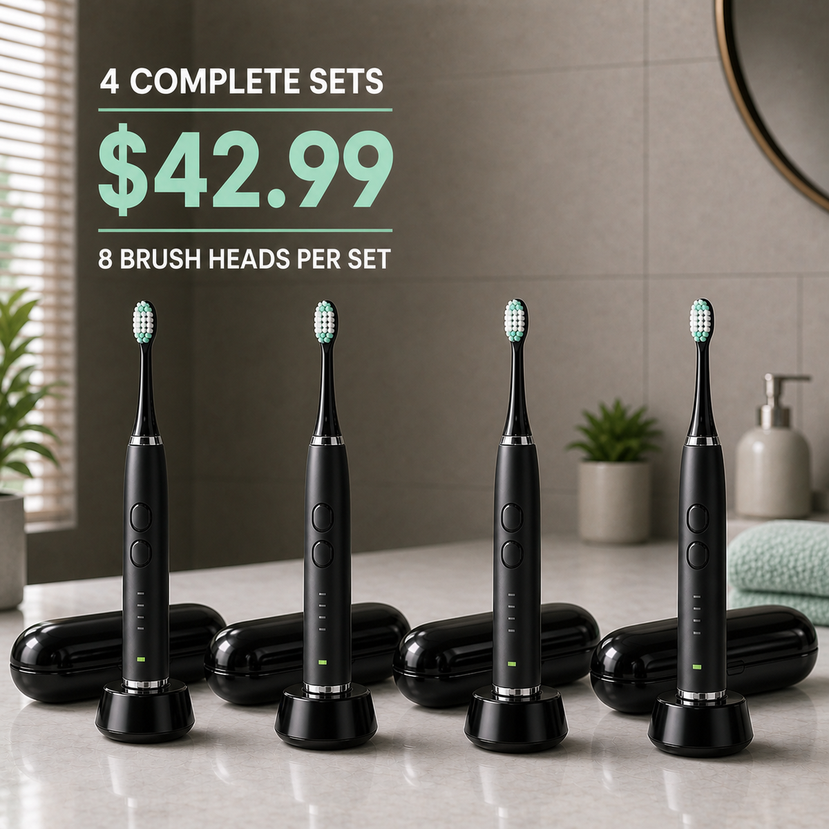 Electric Toothbrush Set with 8 Heads & Travel Case