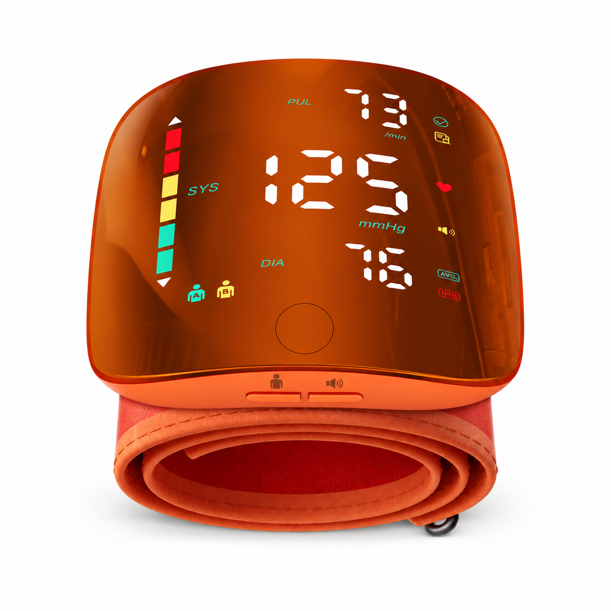 Rechargeable Wrist Blood Pressure Monitor — LED Touch Display & 2-User Memory