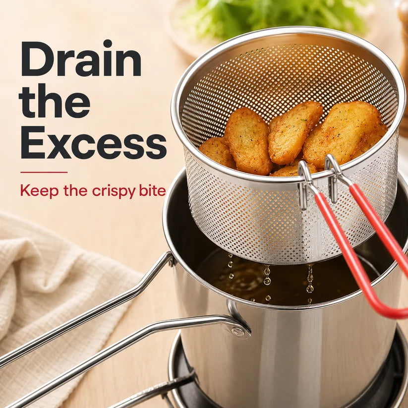 Personal Mini Deep Fryer Set – Stainless Steel Pot with Lift-Out Basket