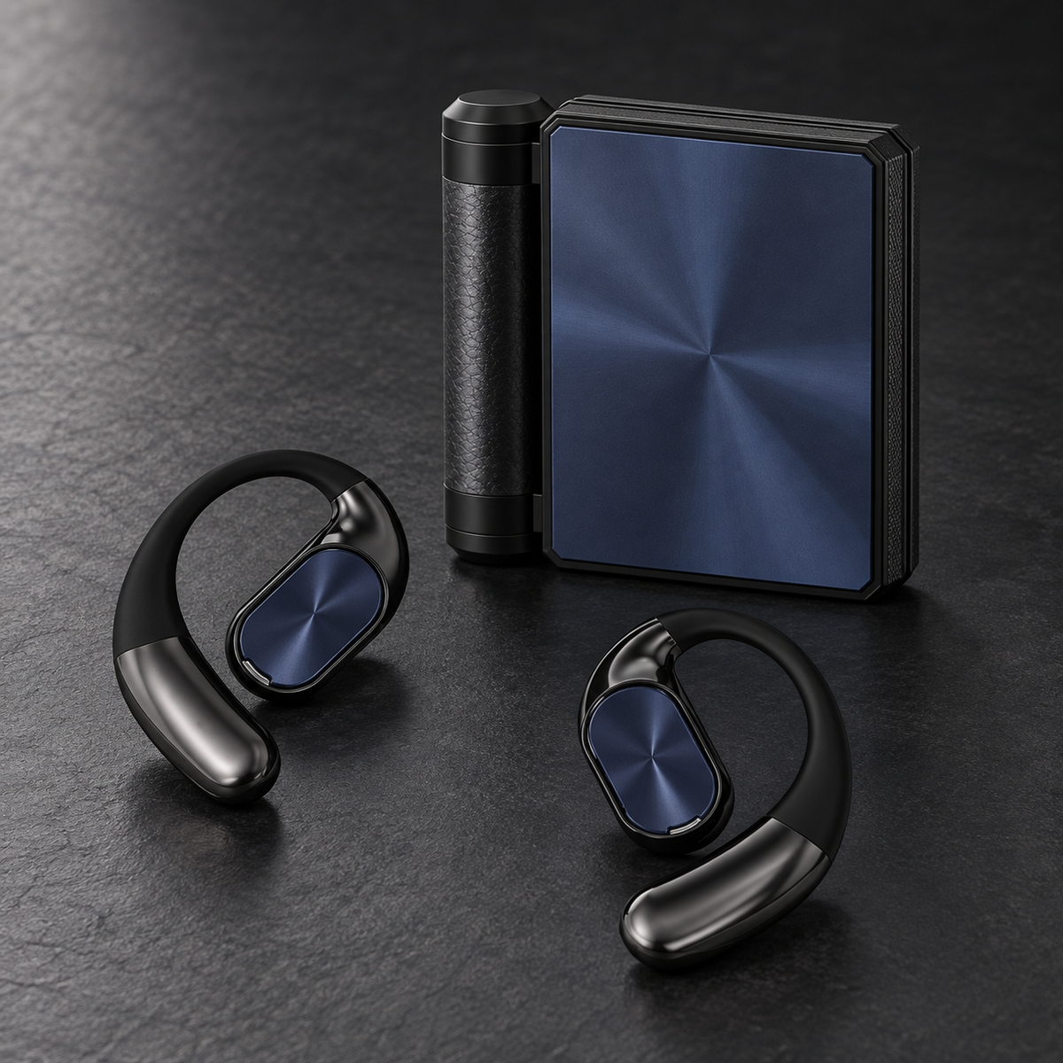 Open-Ear Wireless Earbuds with Dual-Fold Charging Case