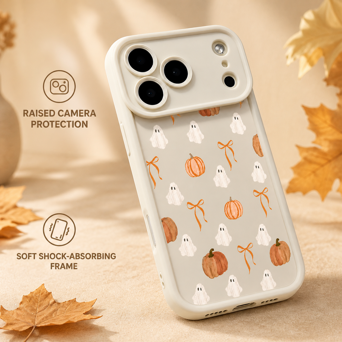 Ghost, Pumpkin & Bow Matte Phone Case