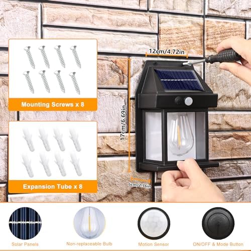 Solar Wall Lights with Motion Sensor — Warm White Outdoor Lanterns