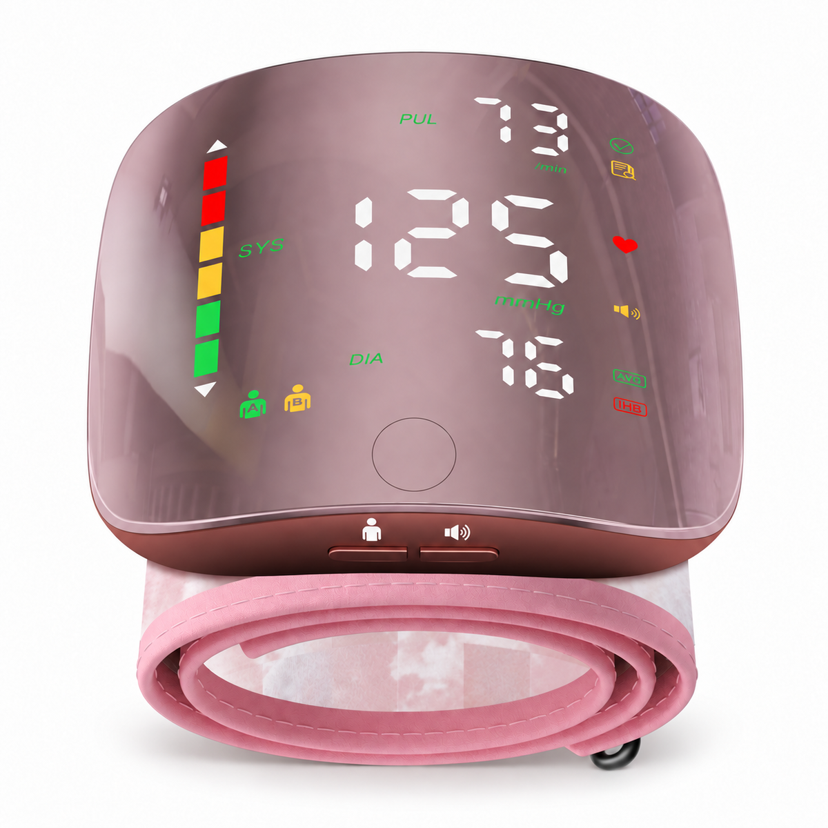 Rechargeable Wrist Blood Pressure Monitor — LED Touch Display & 2-User Memory