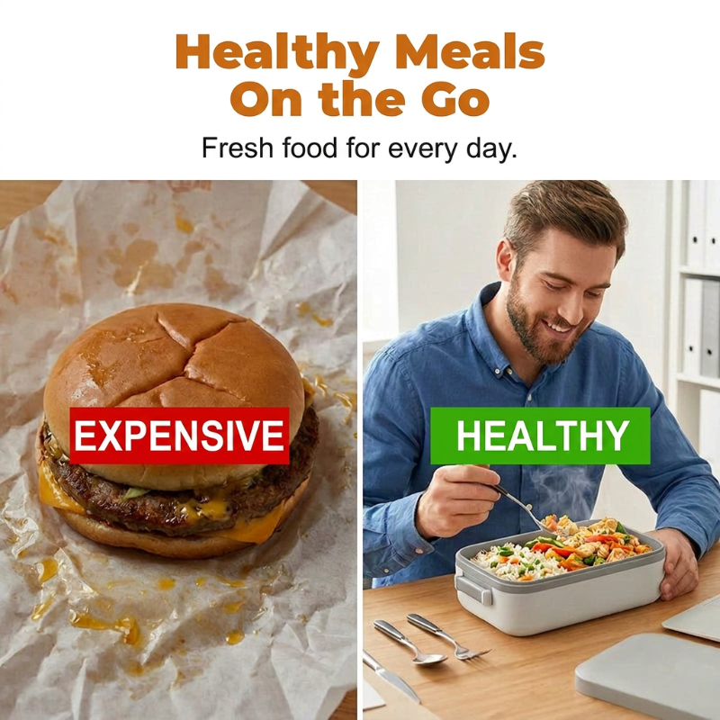 ✨ Portable Electric Lunch Box – Self-Heating, 7200mAh, 304 Stainless Steel 🔋