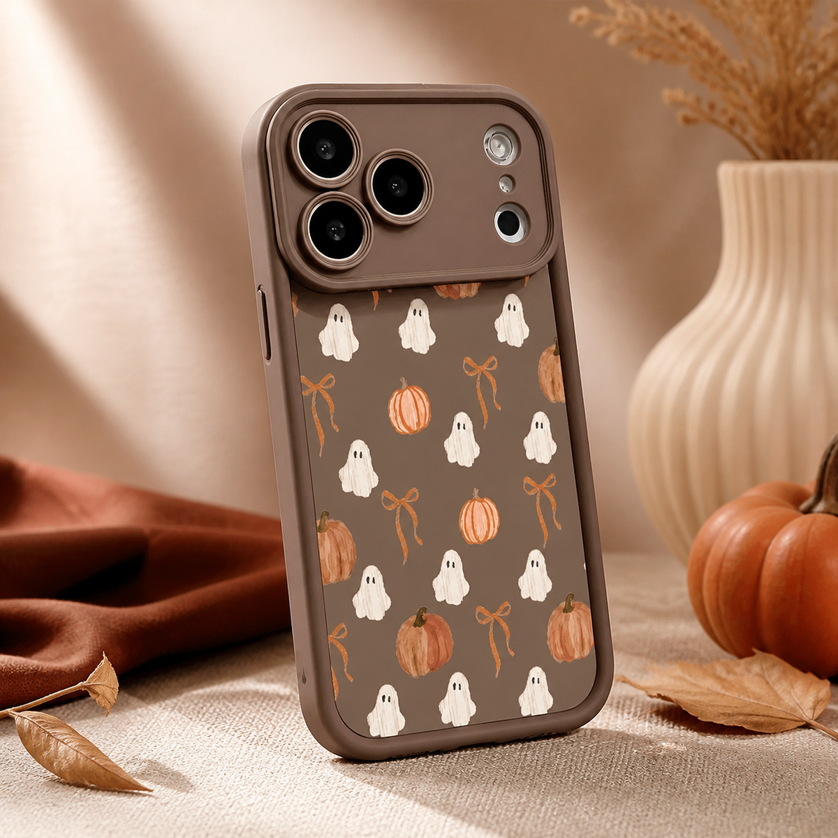 Ghost, Pumpkin & Bow Matte Phone Case