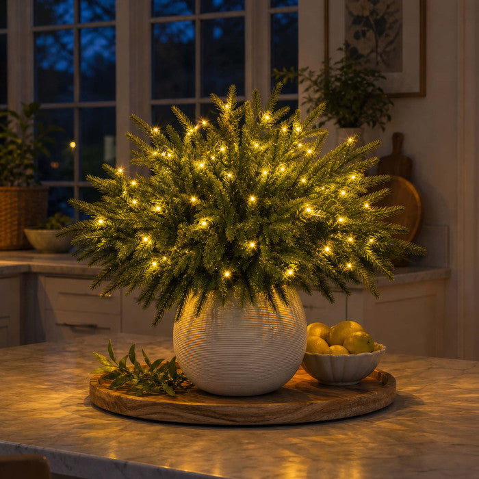 Evergreen Pine Branch Lights — Warm Glow Indoor Decor