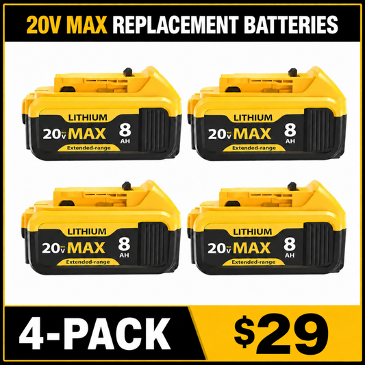 20V MAX 8.0Ah Rechargeable Replacement Batteries for Compatible Cordless Tools