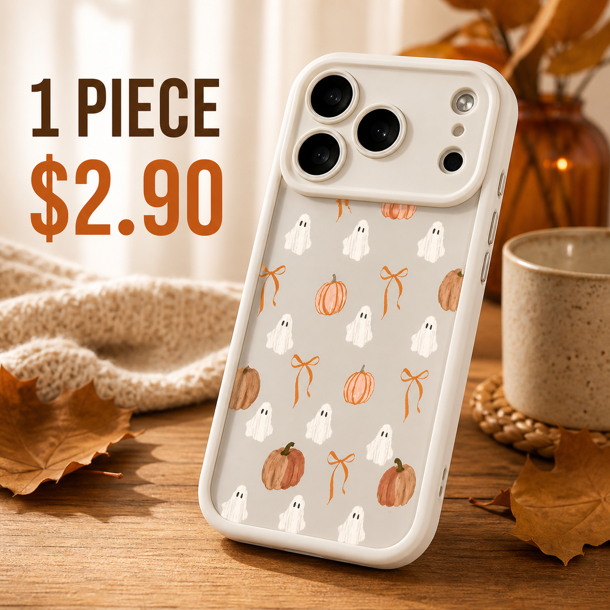 Ghost, Pumpkin & Bow Matte Phone Case
