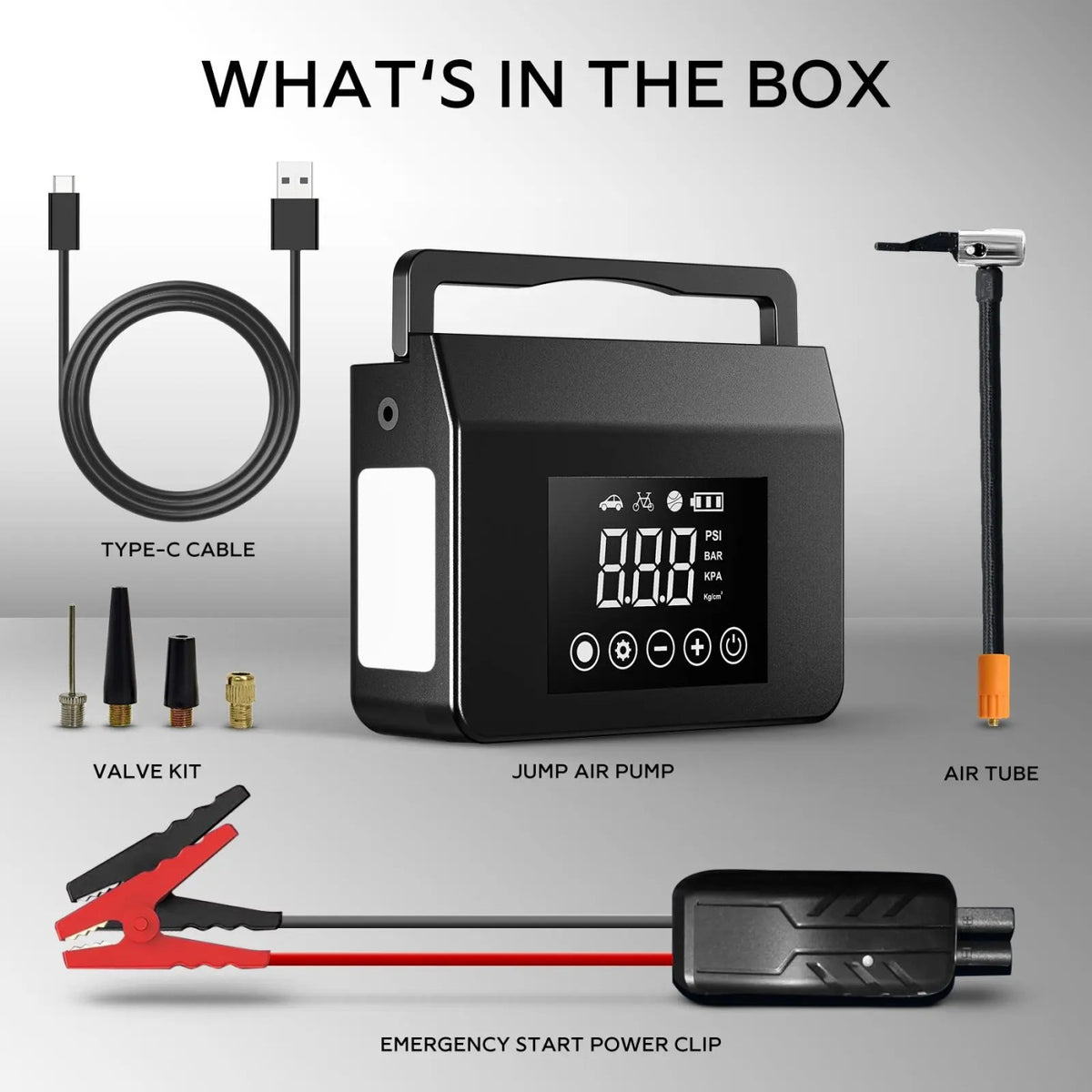 4000A Car Jump Starter with 150PSI Air Compressor & Emergency Kit