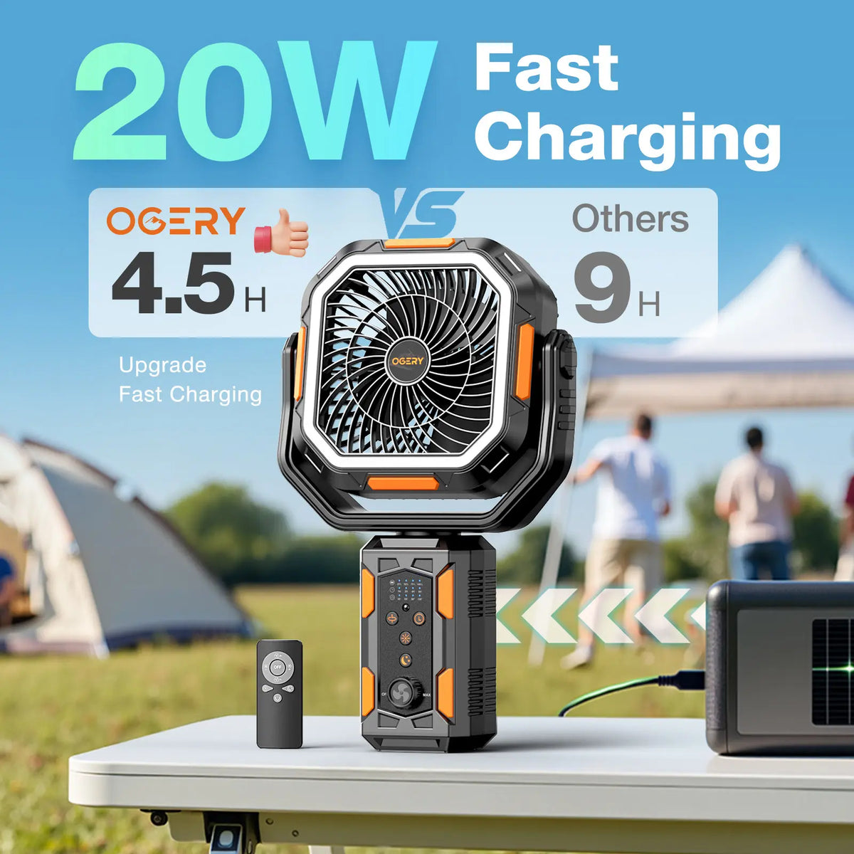 30000mAh Rechargeable Camping Fan with Tripod