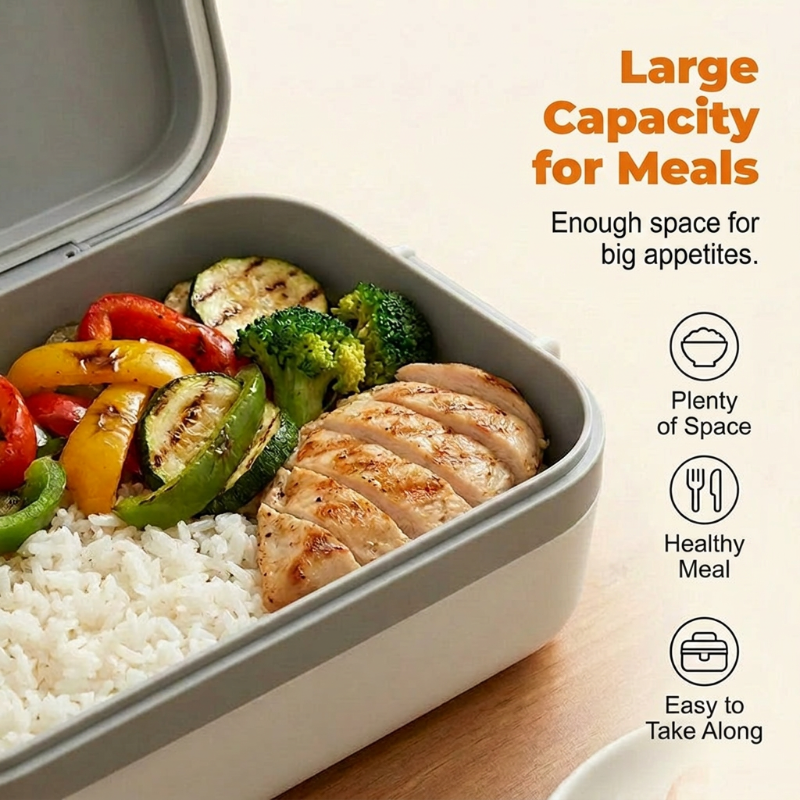 ✨ Portable Electric Lunch Box – Self-Heating, 7200mAh, 304 Stainless Steel 🔋