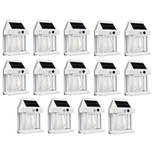 Solar Wall Lights with Motion Sensor — Warm White Outdoor Lanterns