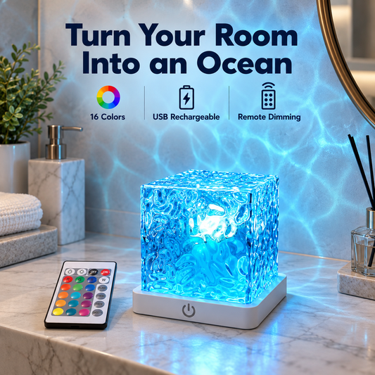Rechargeable Ocean Wave Projector Light — 16 Colors, Remote & Touch Control