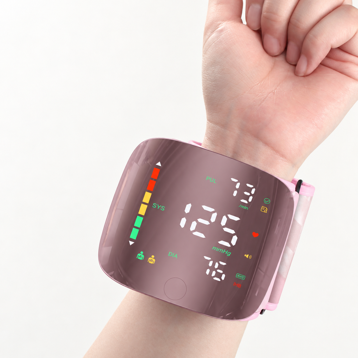 Rechargeable Wrist Blood Pressure Monitor — LED Touch Display & 2-User Memory