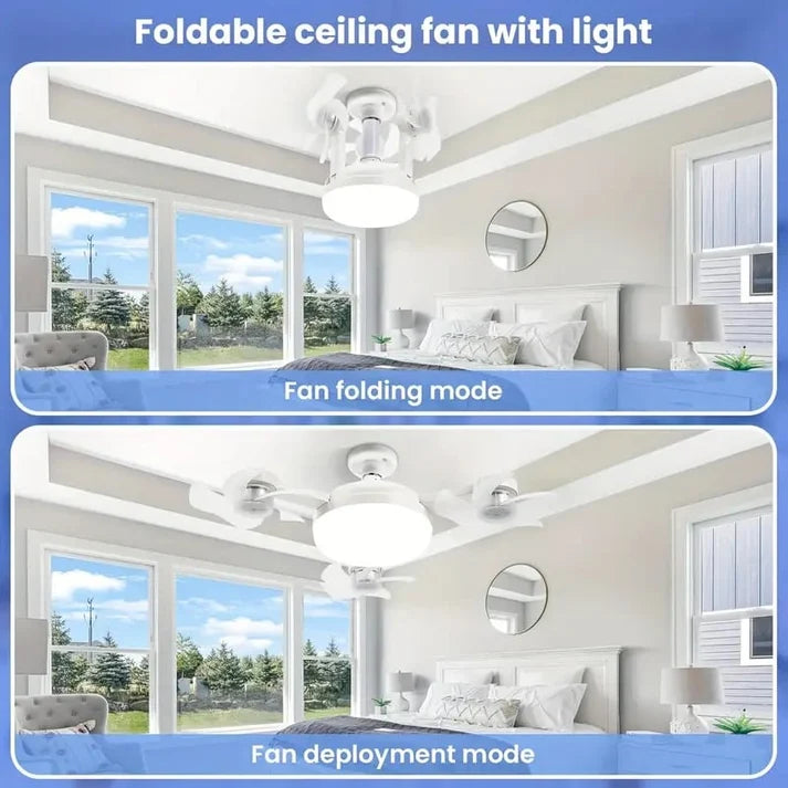 Foldable Plug-In Smart Ceiling Fan Light with Remote