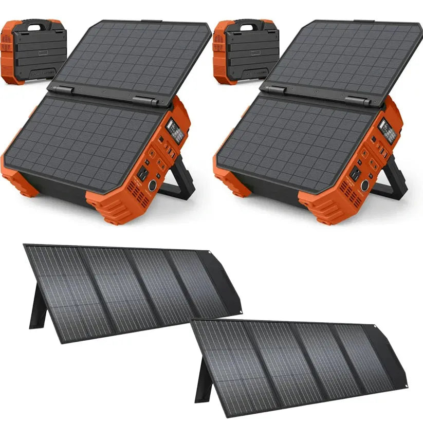Portable Power Station with Built-In Fold-Out Solar Panel