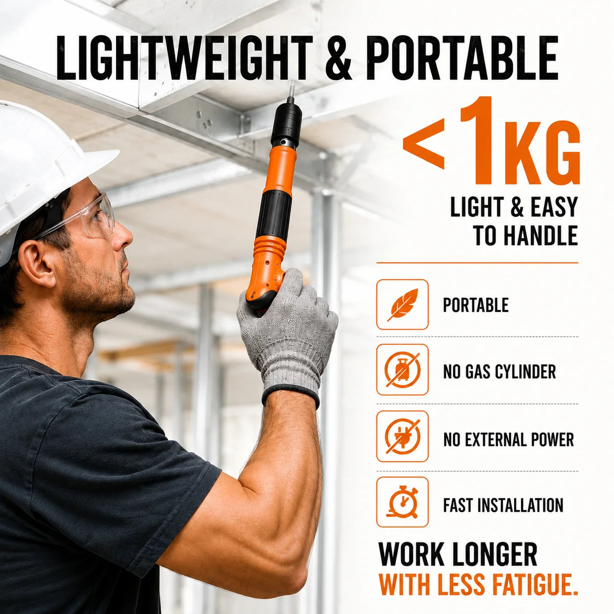 Compact Adjustable Nailer for Woodworking & Wall Fastening