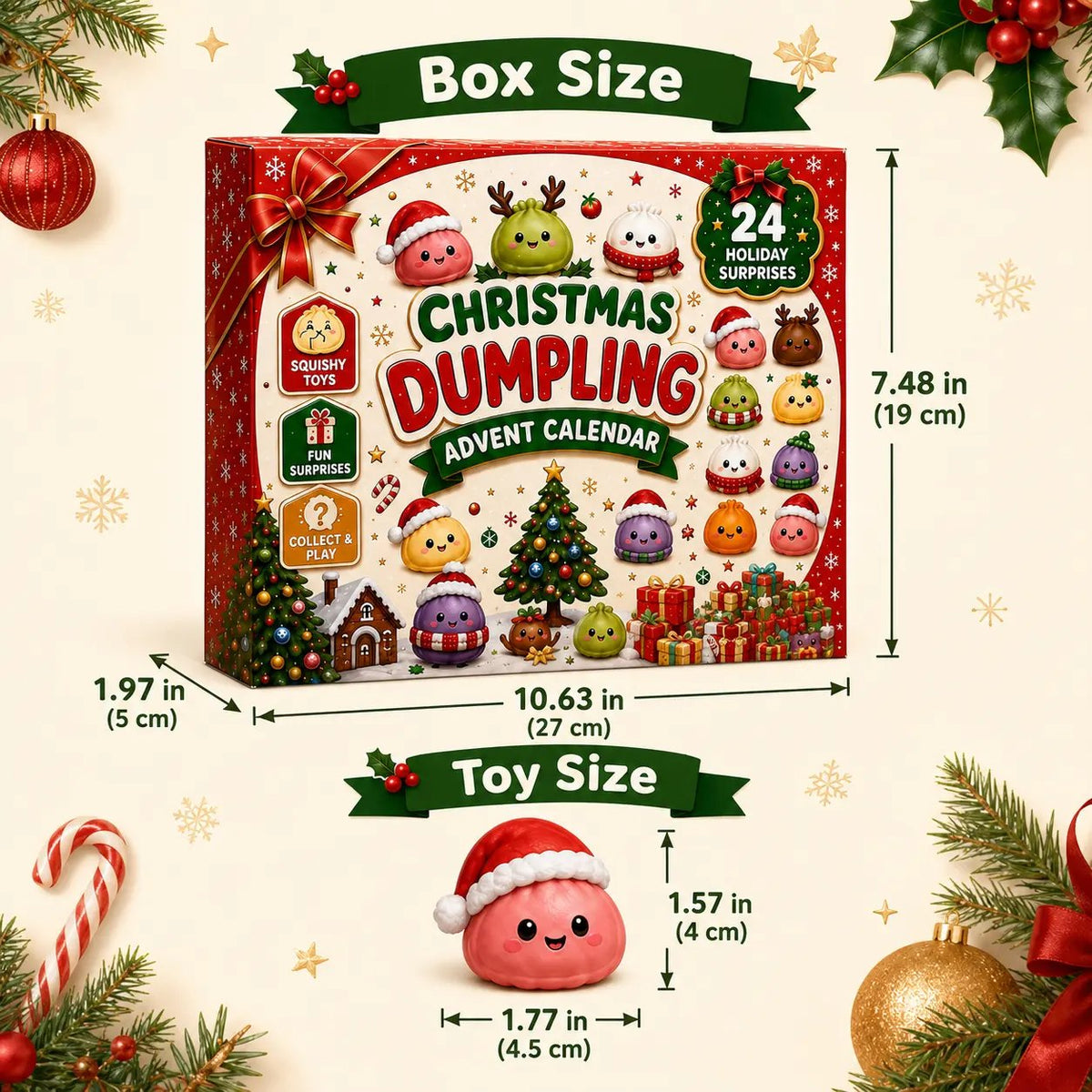 24-Day Mini Squishy Advent Calendar – 24 Christmas Surprises per Box