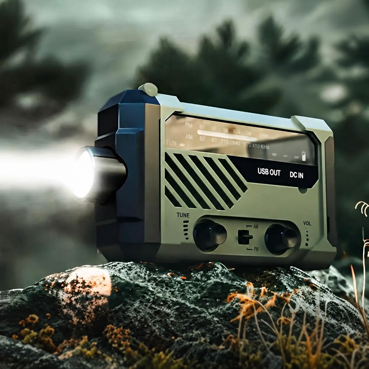 All-in-One Emergency Survival Radio — Solar & Hand-Crank Charging