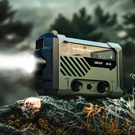 All-in-One Emergency Survival Radio — Solar & Hand-Crank Charging