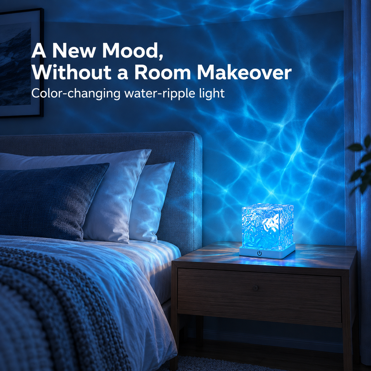 Rechargeable Ocean Wave Projector Light — 16 Colors, Remote & Touch Control