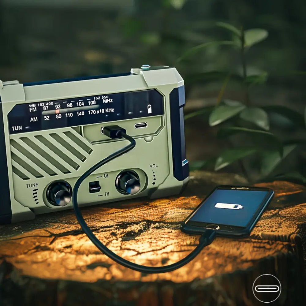 All-in-One Emergency Survival Radio — Solar & Hand-Crank Charging
