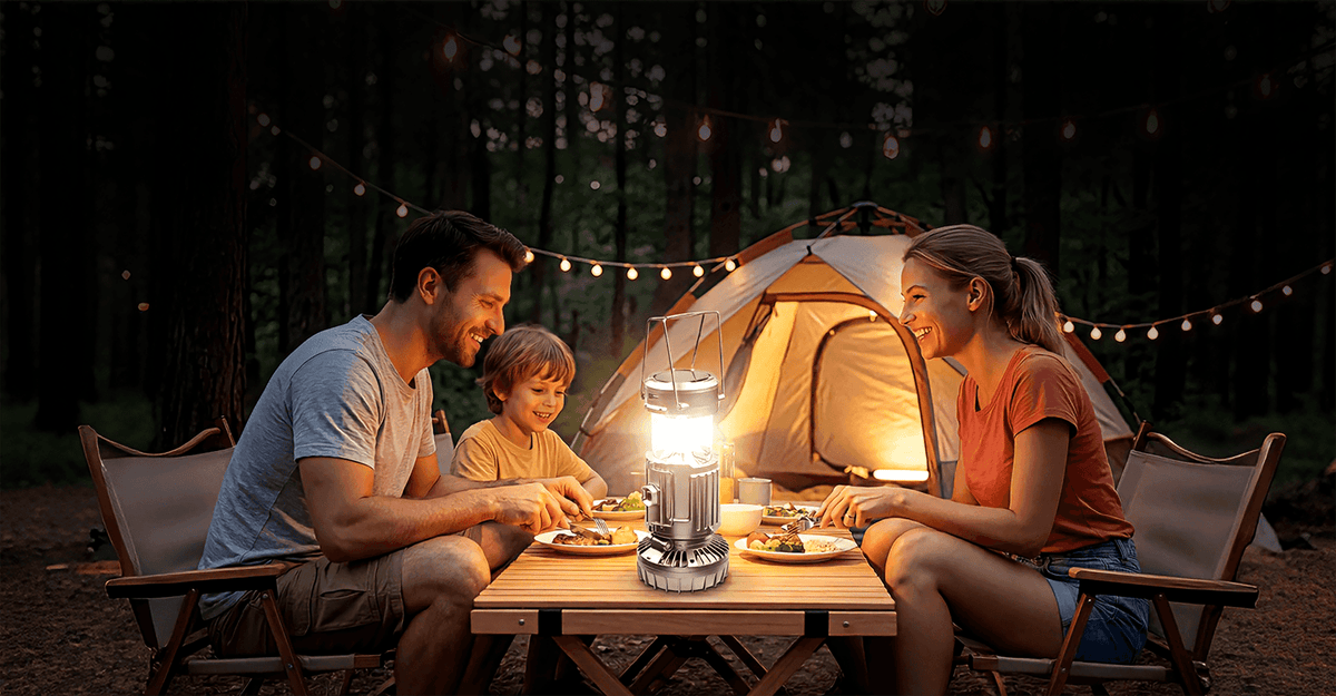 5-in-1 Solar Fan Lantern — Portable LED Camping Light