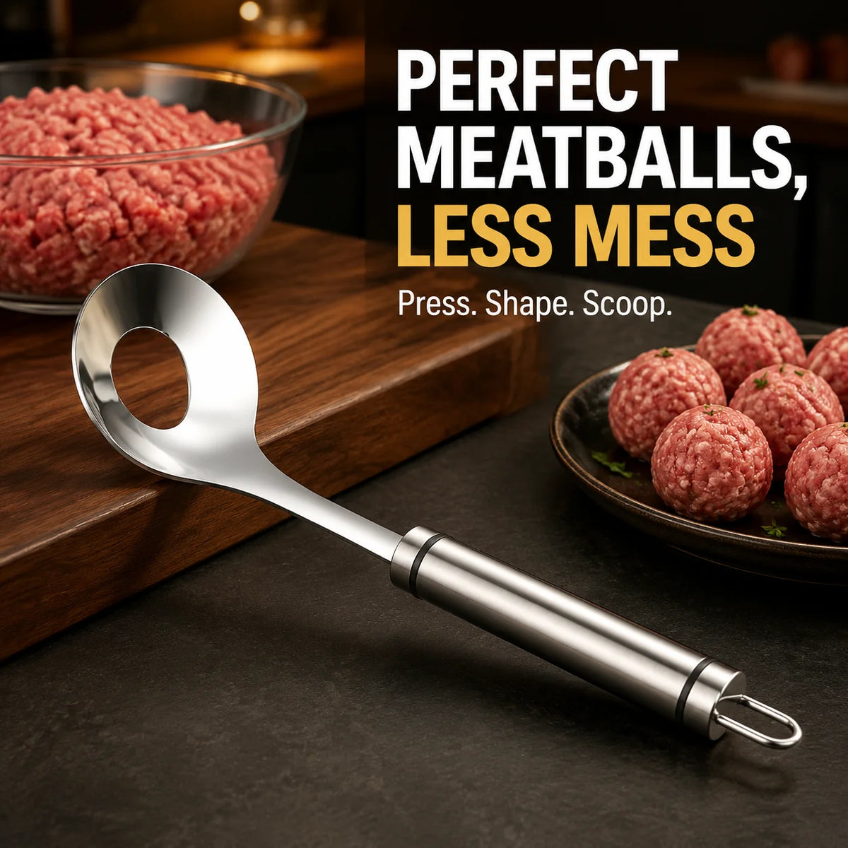 Stainless Steel Meatball Shaping Spoon & Scoop