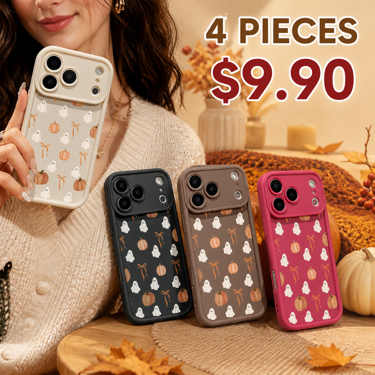 Ghost, Pumpkin & Bow Matte Phone Case