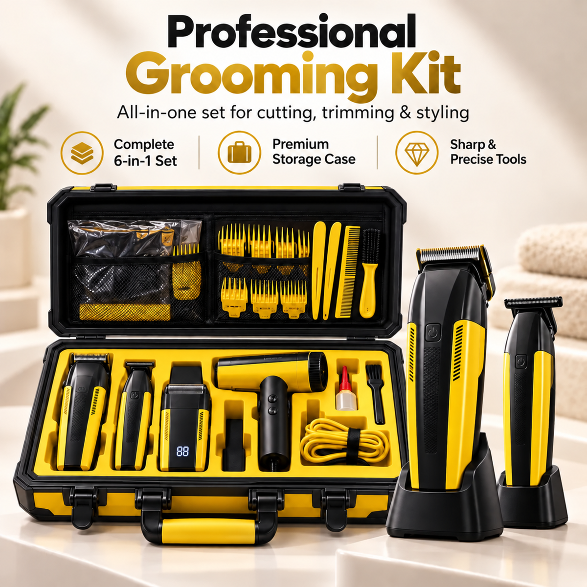 🔥 LAST DAY SALE – Professional All-in-One Men’s Grooming Kit ✂️🪒