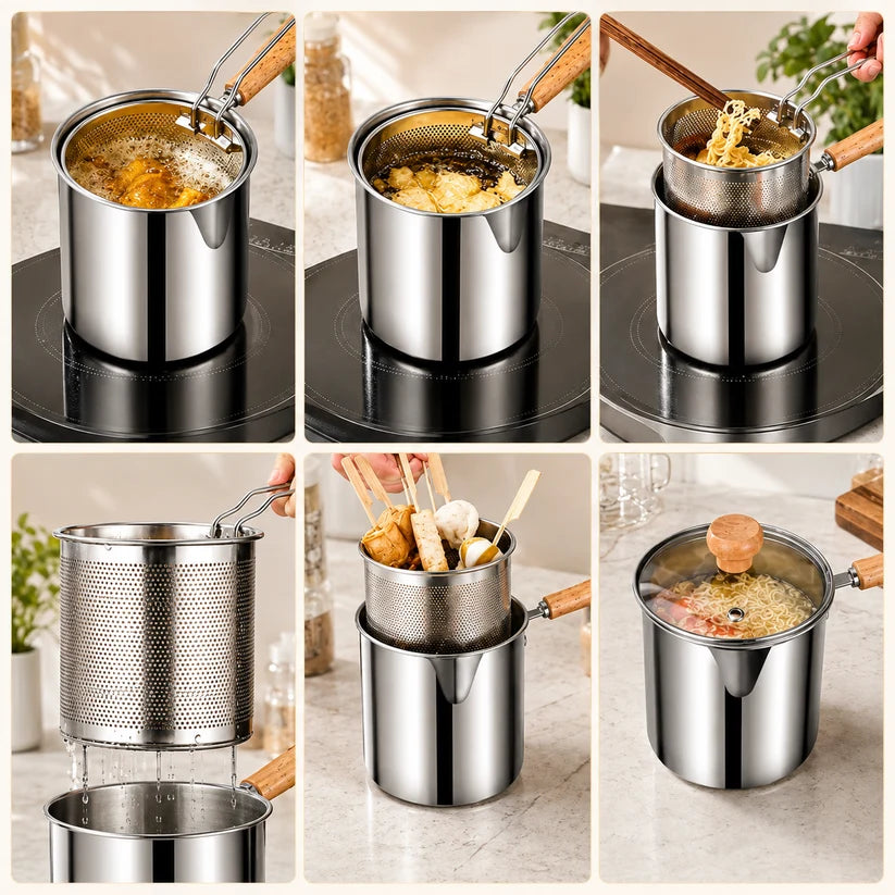 Personal Mini Deep Fryer Set – Stainless Steel Pot with Lift-Out Basket