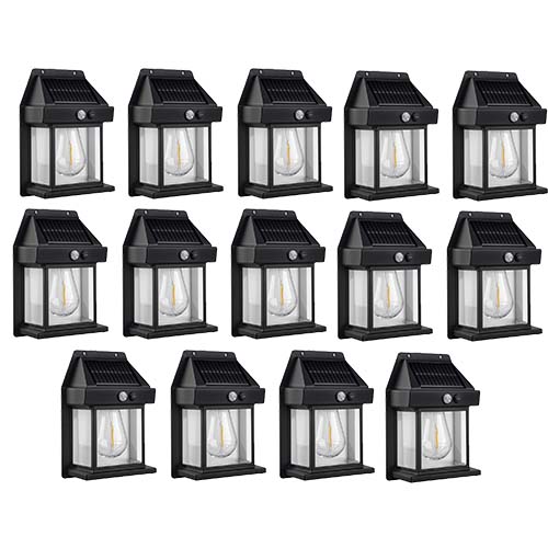 Solar Wall Lights with Motion Sensor — Warm White Outdoor Lanterns