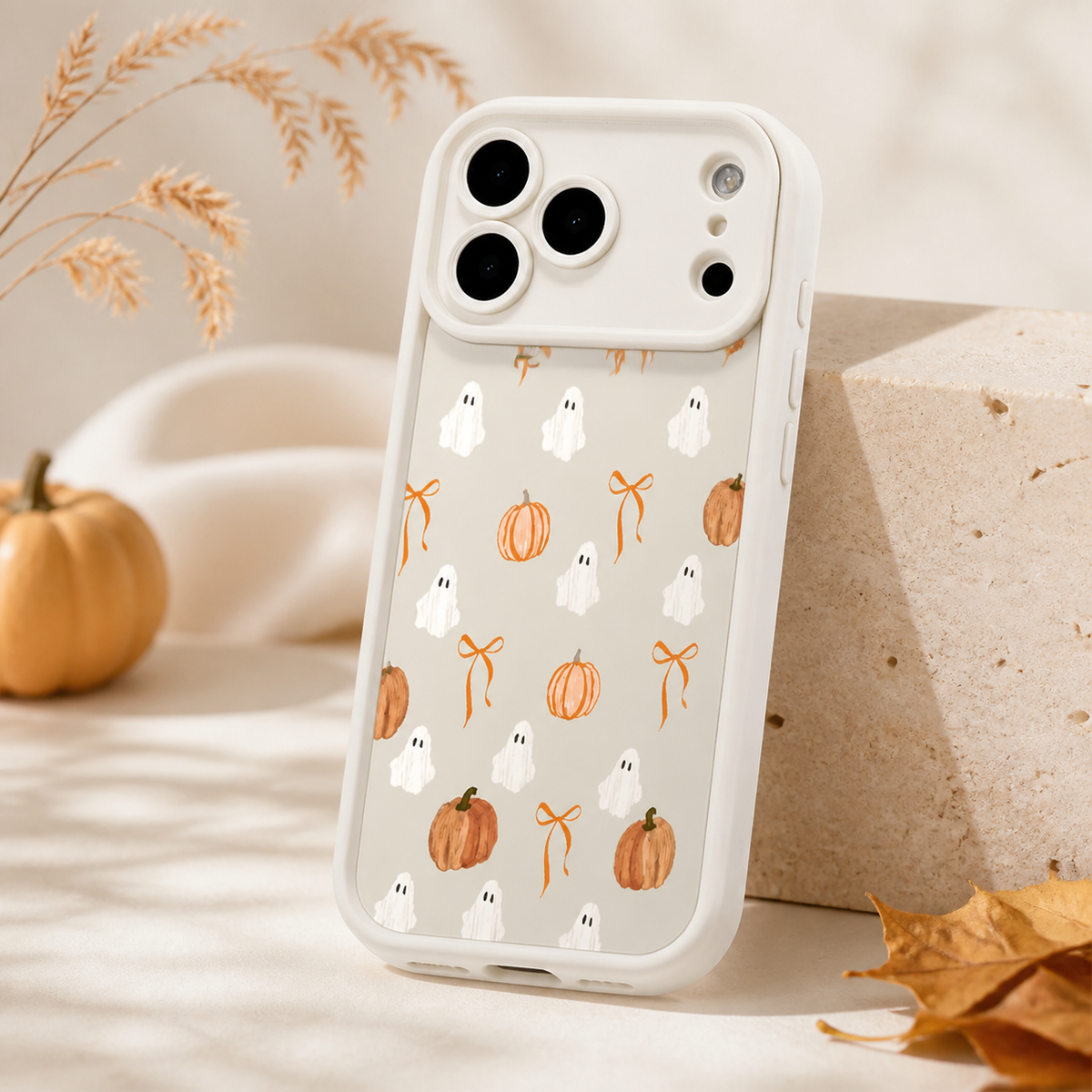 Ghost, Pumpkin & Bow Matte Phone Case