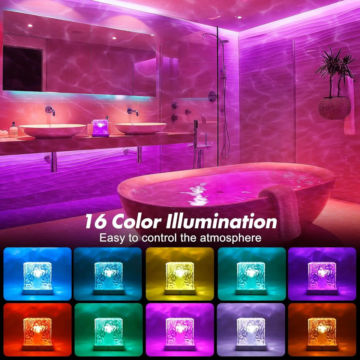 Rechargeable Ocean Wave Projector Light — 16 Colors, Remote & Touch Control