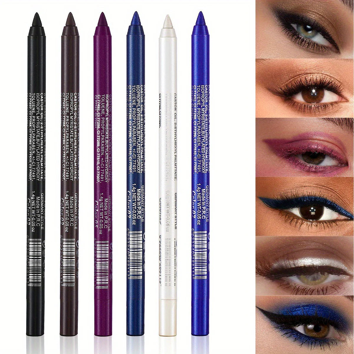 14-Color Eyeliner Pencil Set — Metallic & Shimmer Finishes