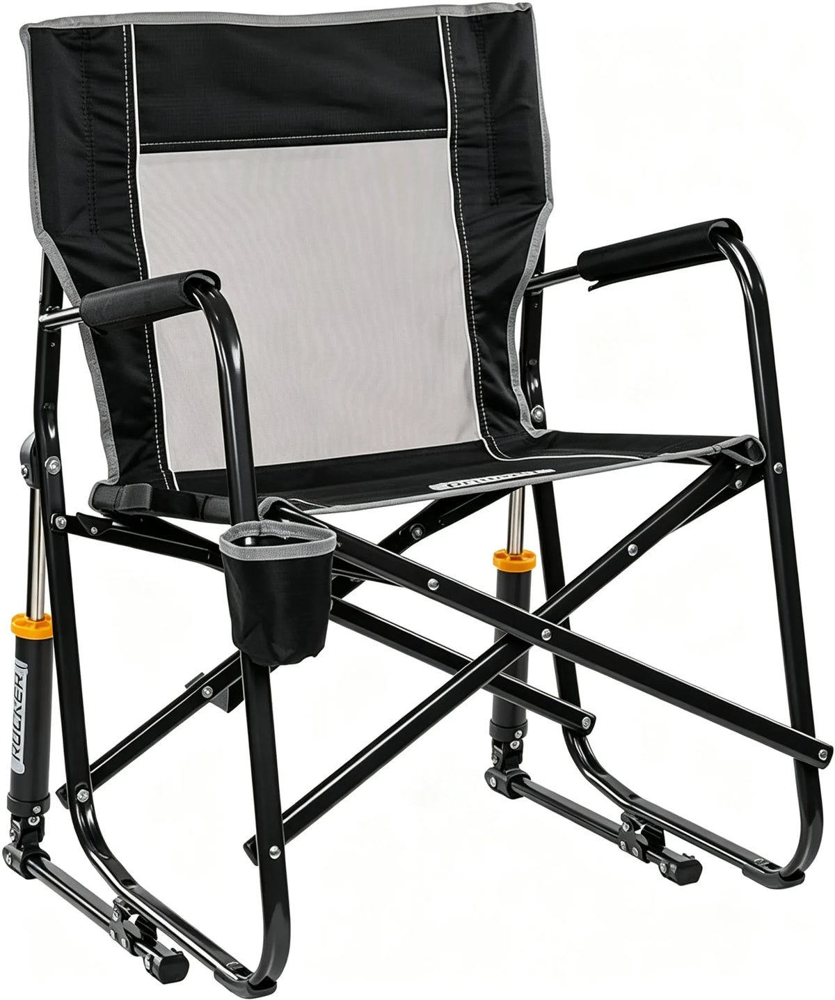 Camping Chair | Portable Folding Rocking Chair with Sturdy Durable Armrests, Drink Holder and Comfortable Backrest