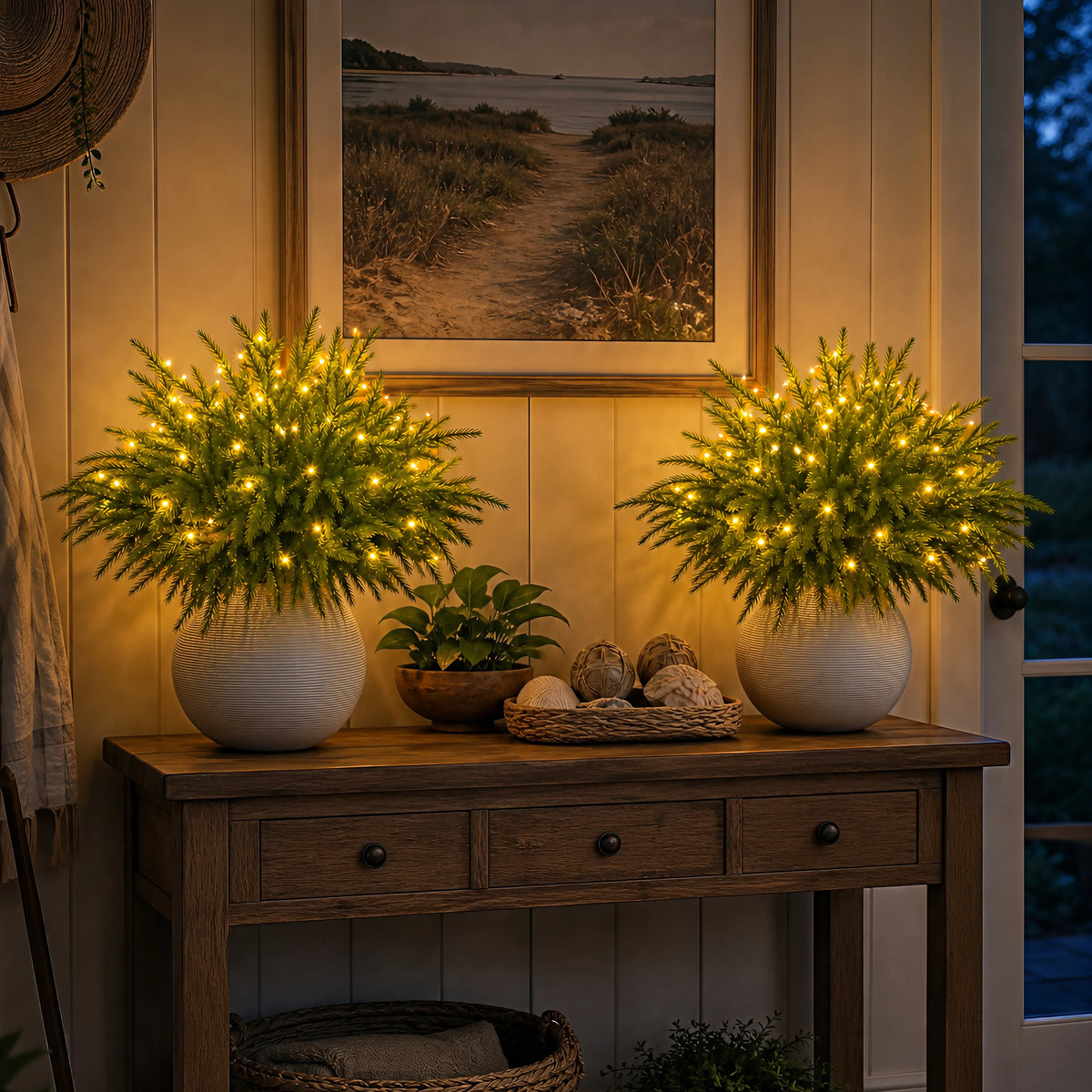 Evergreen Pine Branch Lights — Warm Glow Indoor Decor