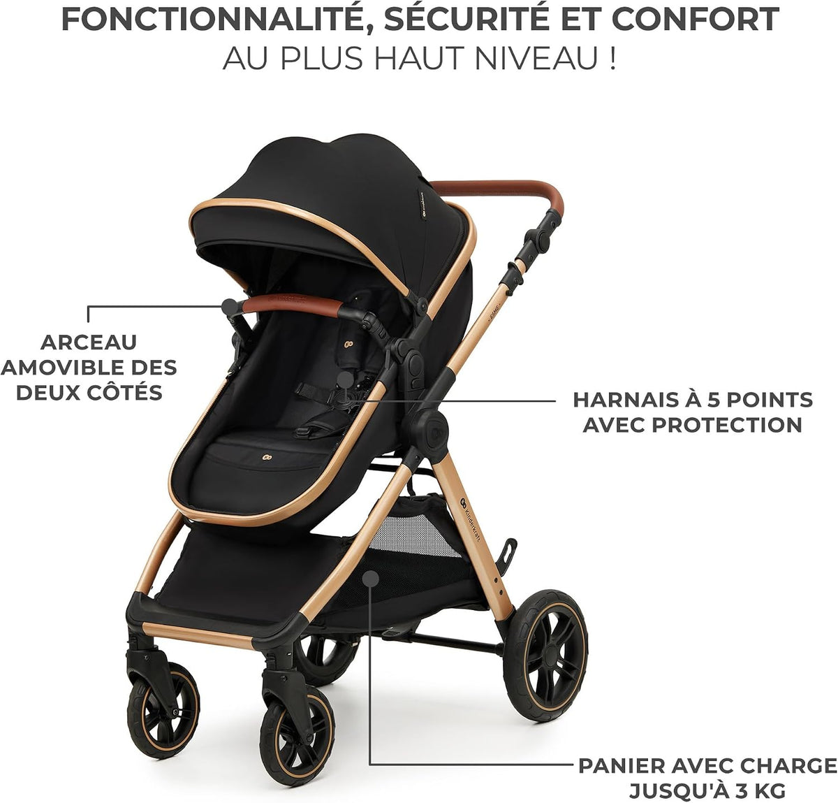 3-in-1 Travel System Baby Stroller – Newborn to 4 Years – Foldable Baby Pushchair with Infant Car Seat & Carrycot