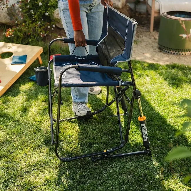 Camping Chair | Portable Folding Rocking Chair with Sturdy Durable Armrests, Drink Holder and Comfortable Backrest