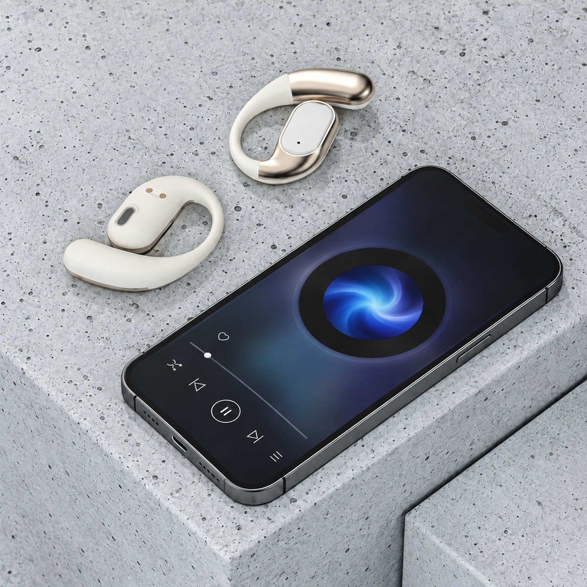 Open-Ear Wireless Earbuds with Dual-Fold Charging Case