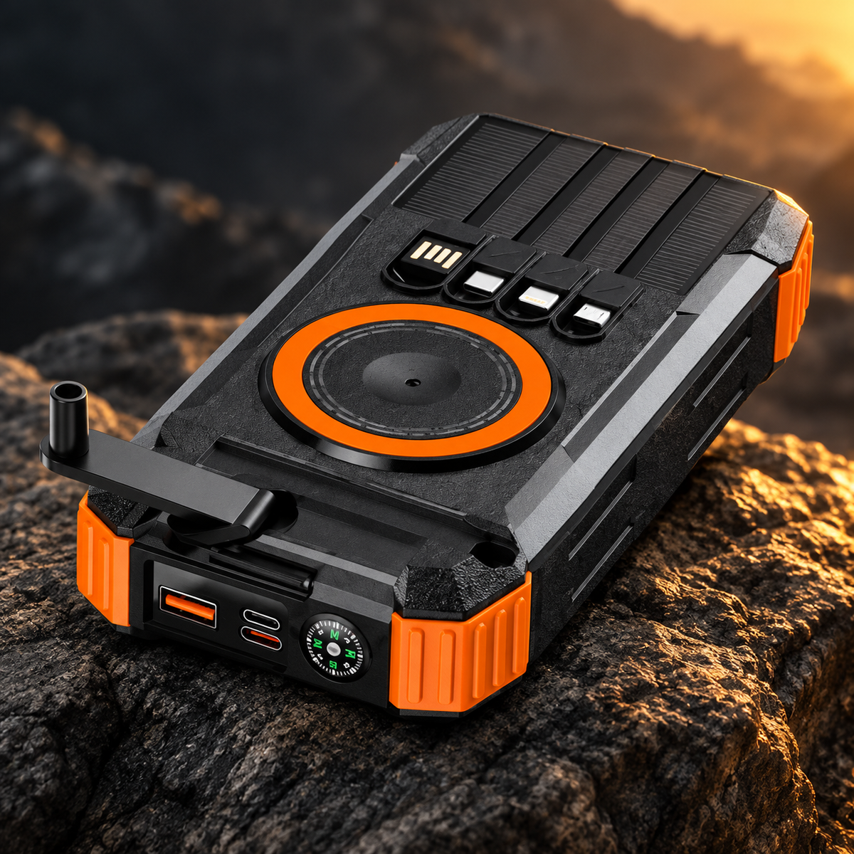 Solar + Hand-Crank Power Bank — 20,000mAh / 50,000mAh