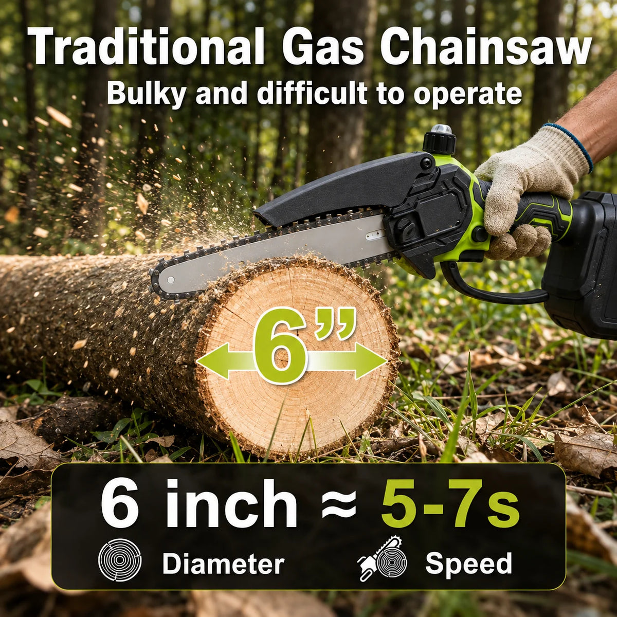 6-Inch Cordless Mini Chainsaw Kit with Two Batteries