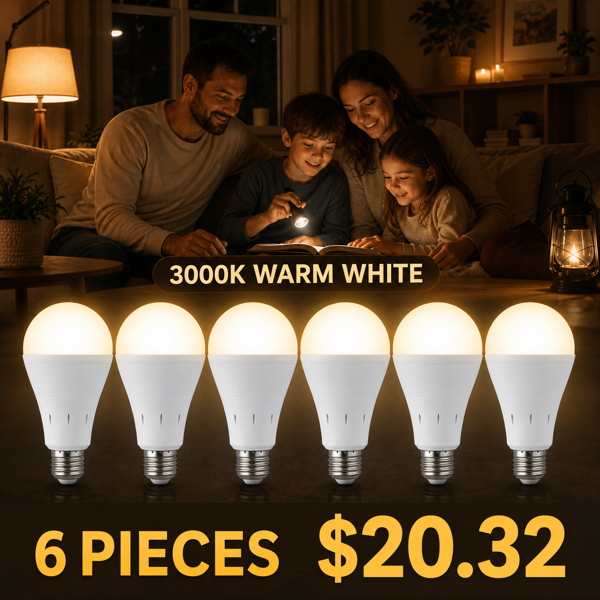 Rechargeable Emergency LED Bulbs with Hanging Caps