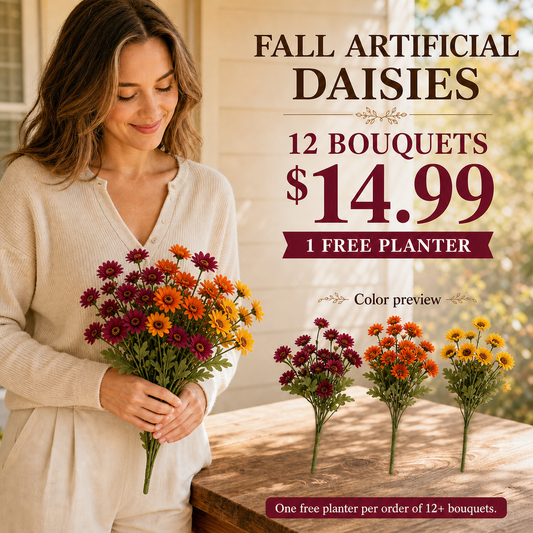 Autumn Artificial Daisy Bouquets — 6 to 36 Stems