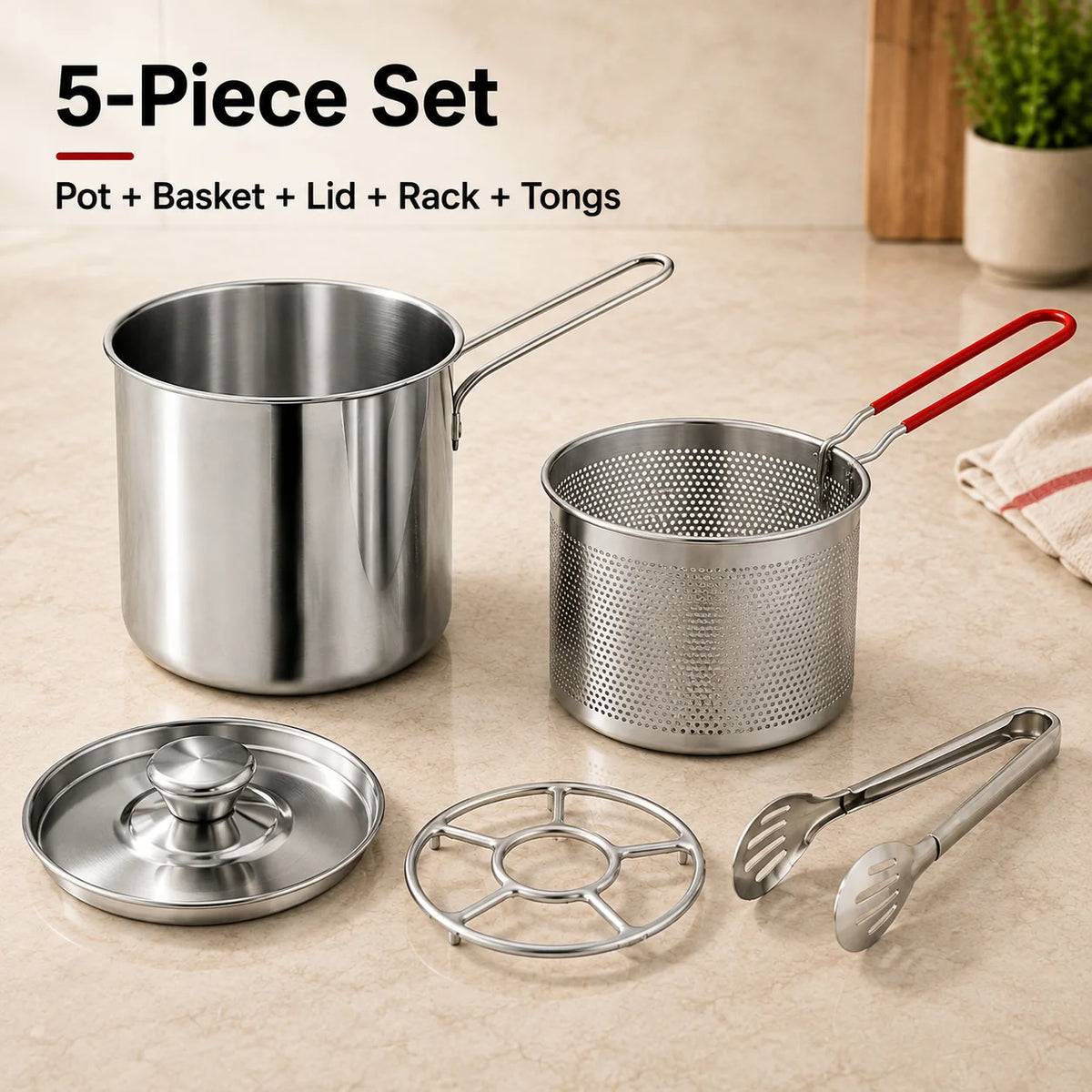 Personal Mini Deep Fryer Set – Stainless Steel Pot with Lift-Out Basket