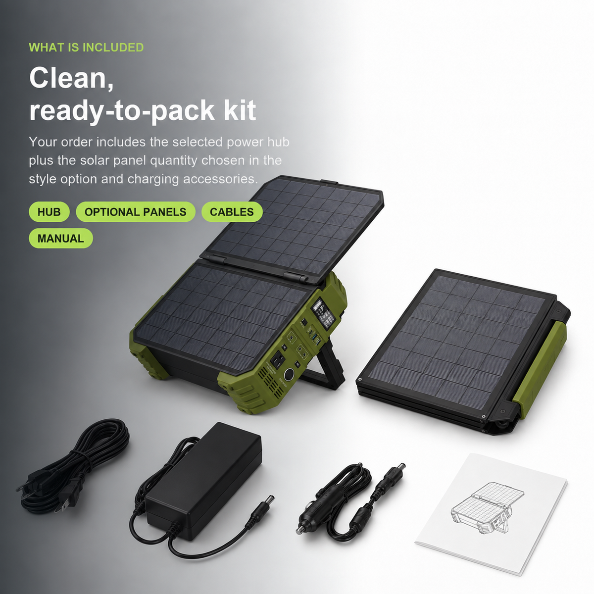 Portable Power Station with Built-In Fold-Out Solar Panel